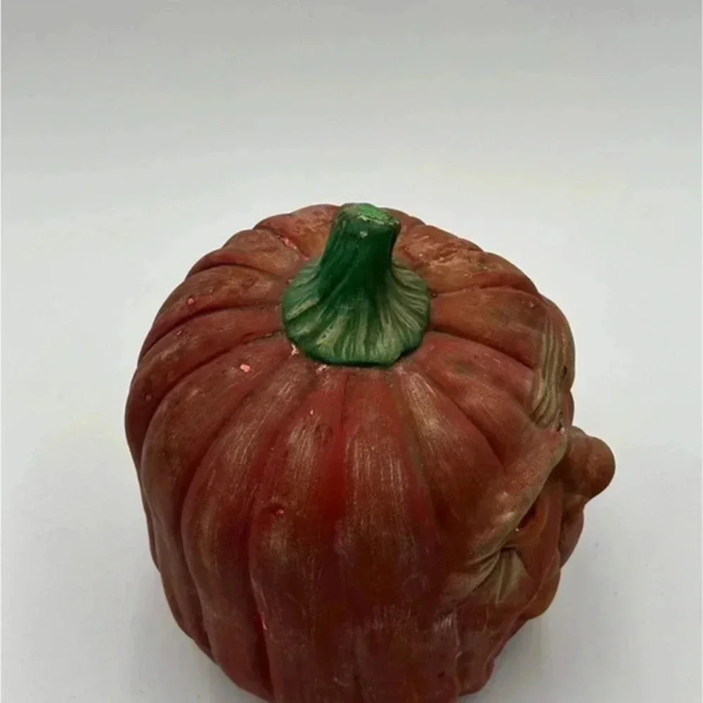 VTG 89'Scioto Mold Ceramic Halloween Face Orange Pumpkin Jack O Lantern NO LIGHT
